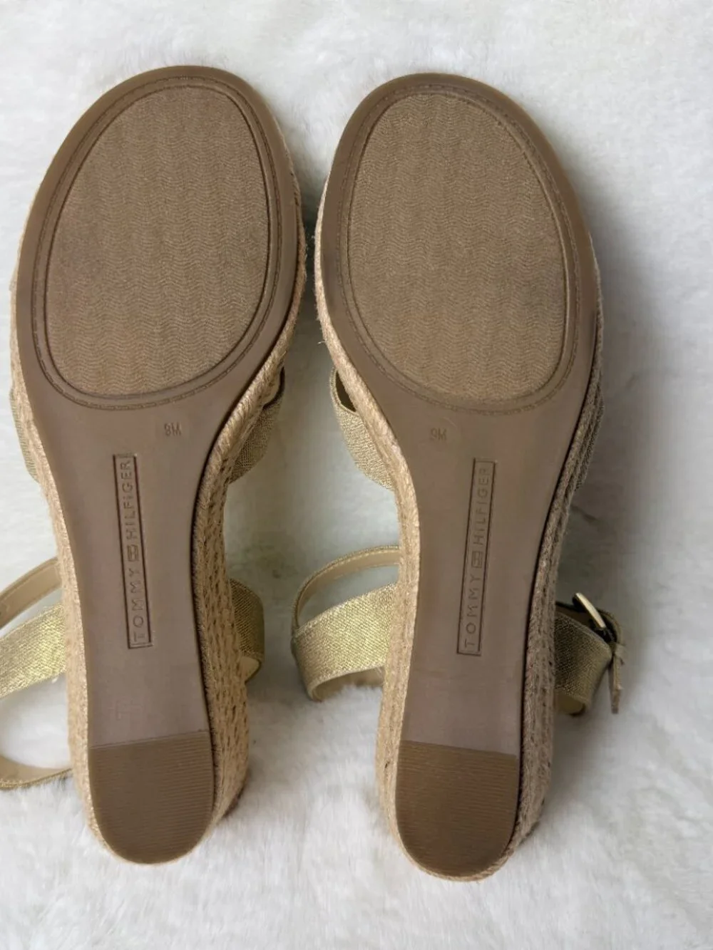 Tommy Hilfiger Genea Gold Shimmer Espadrille Wedges